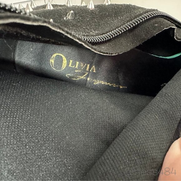 Black Studded Zip-Up Heeled Boots 6.5 - Picture 6 of 8